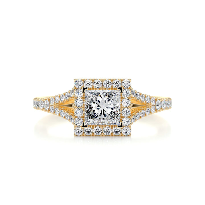1.0 Carat Princess Halo Split Shank Moissanite Engagement Ring