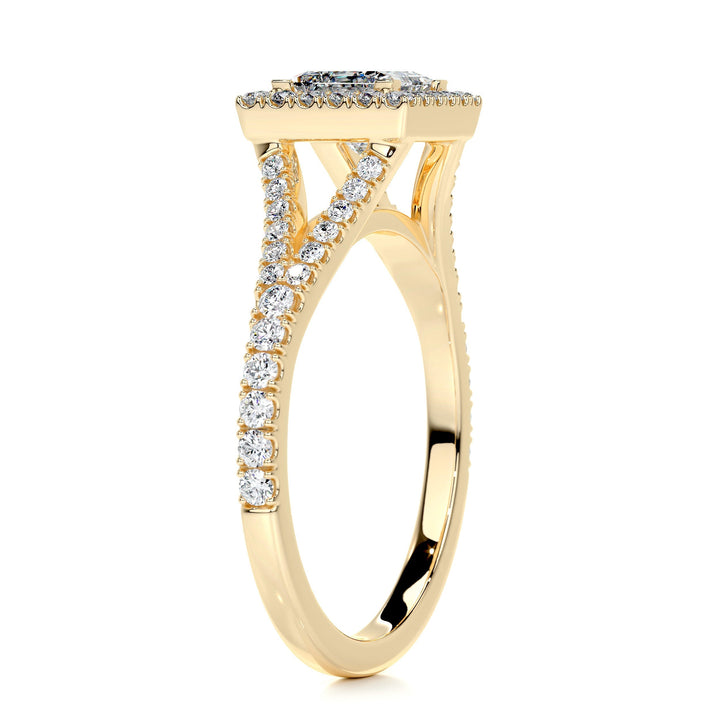 1.0 Carat Princess Halo Split Shank Moissanite Engagement Ring