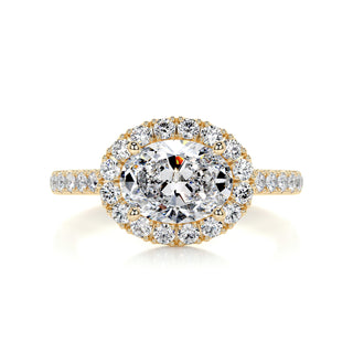 1.0 Carat East West Oval Cut Halo Moissanite Engagement Ring