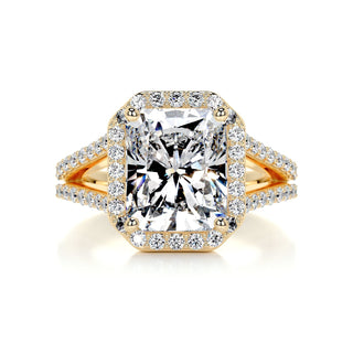 3.0ct Radiant Cut Split Shank Halo Moissanite Diamond Engagement Ring