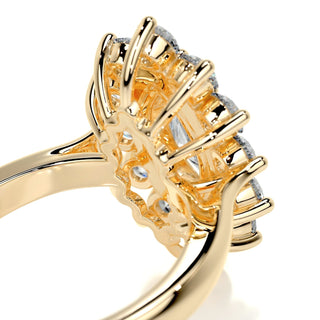 1.0ct Marquise Cut Halo Moissanite Diamond Engagement Ring