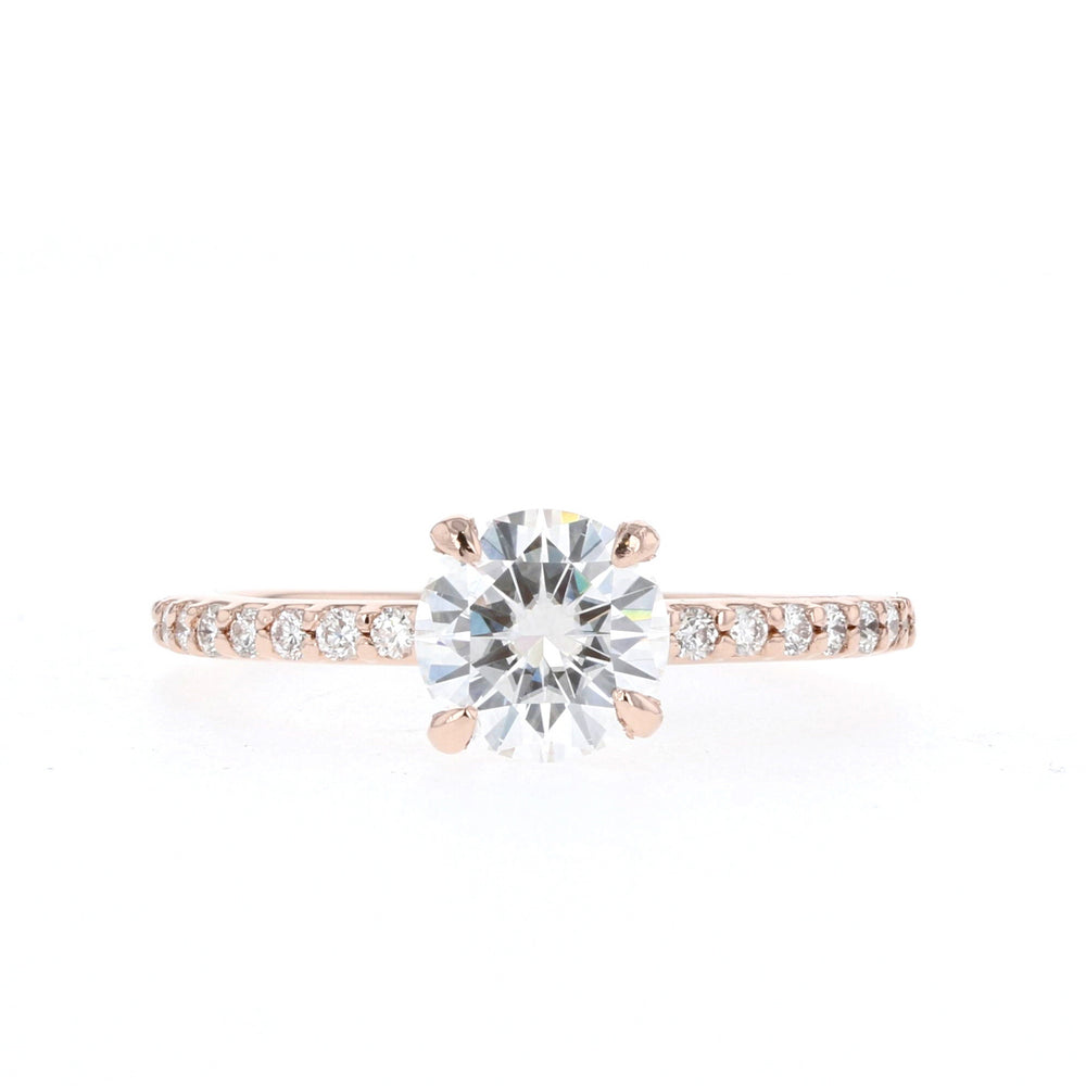 1.05CT Round Moissanite Diamond Pave Engagement Ring