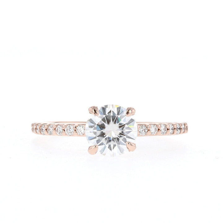 1.05CT Round Moissanite Diamond Pave Engagement Ring