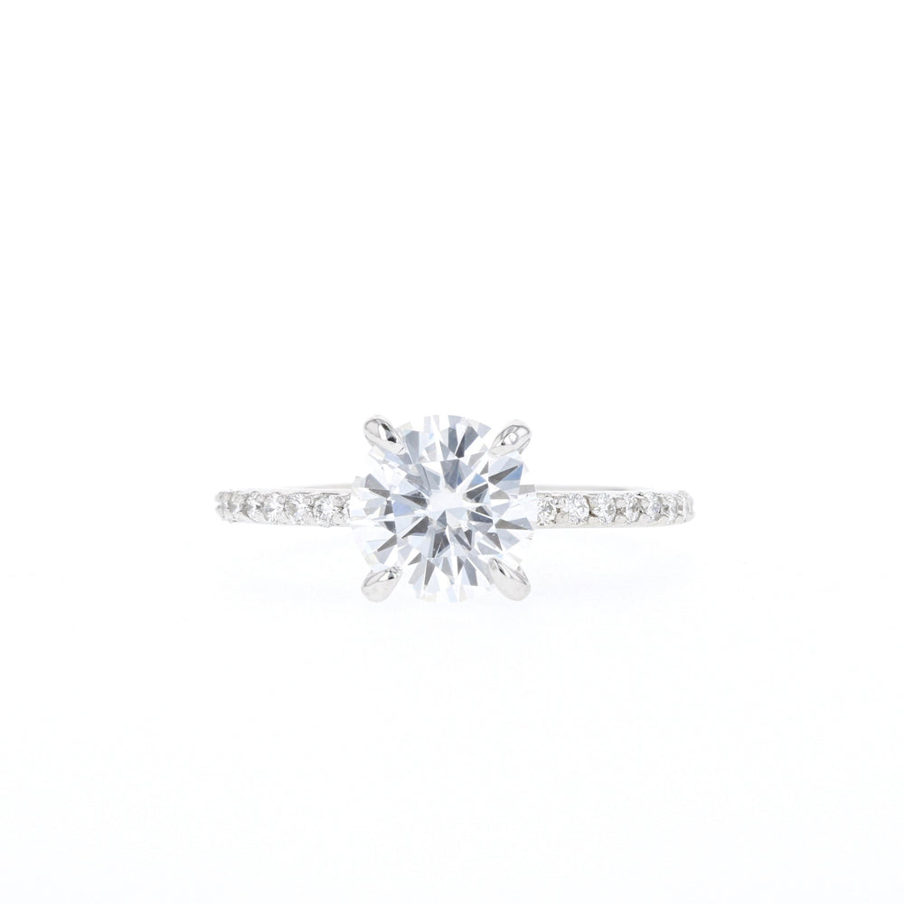 1.05CT Round Moissanite Diamond Pave Engagement Ring