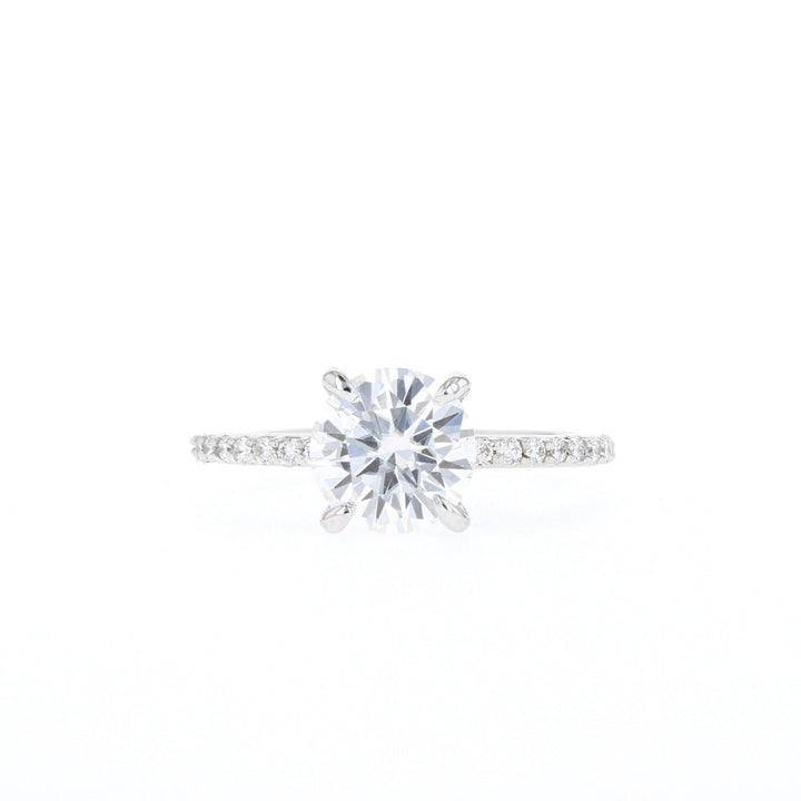 1.05CT Round Moissanite Diamond Pave Engagement Ring