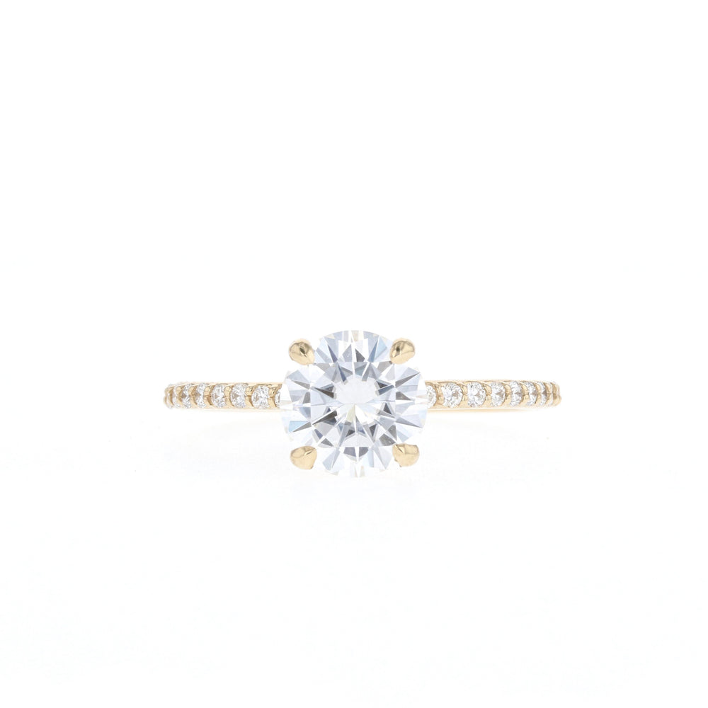 1.05CT Round Moissanite Diamond Pave Engagement Ring