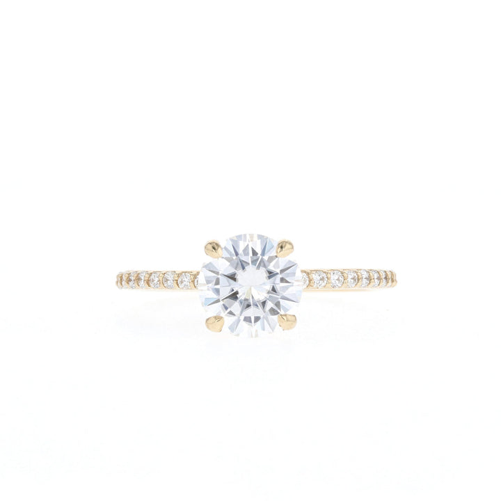1.05CT Round Moissanite Diamond Pave Engagement Ring