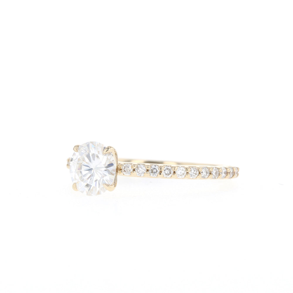 1.05CT Round Moissanite Diamond Pave Engagement Ring