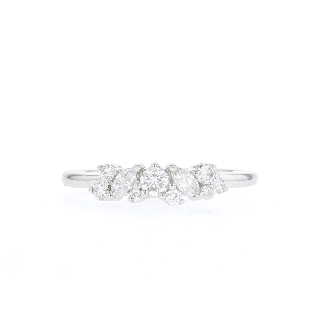 0.34ct Round And Marquise Cut Cluster Moissanite Diamond Wedding Band