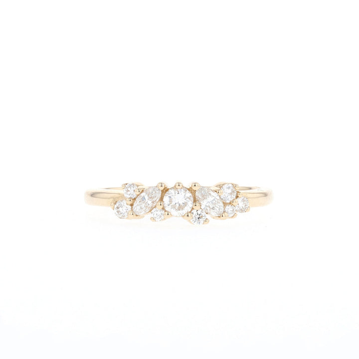 0.34ct Round And Marquise Cut Cluster Moissanite Diamond Wedding Band
