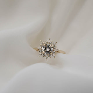 1.05CT Round Moissanite Diamond Cluster Engagement Ring