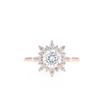 1.05CT Round Moissanite Diamond Cluster Engagement Ring
