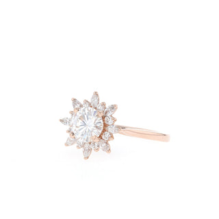 1.05CT Round Moissanite Diamond Cluster Engagement Ring