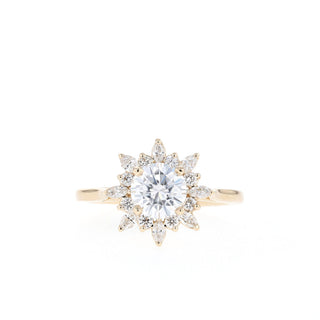 1.05CT Round Moissanite Diamond Cluster Engagement Ring