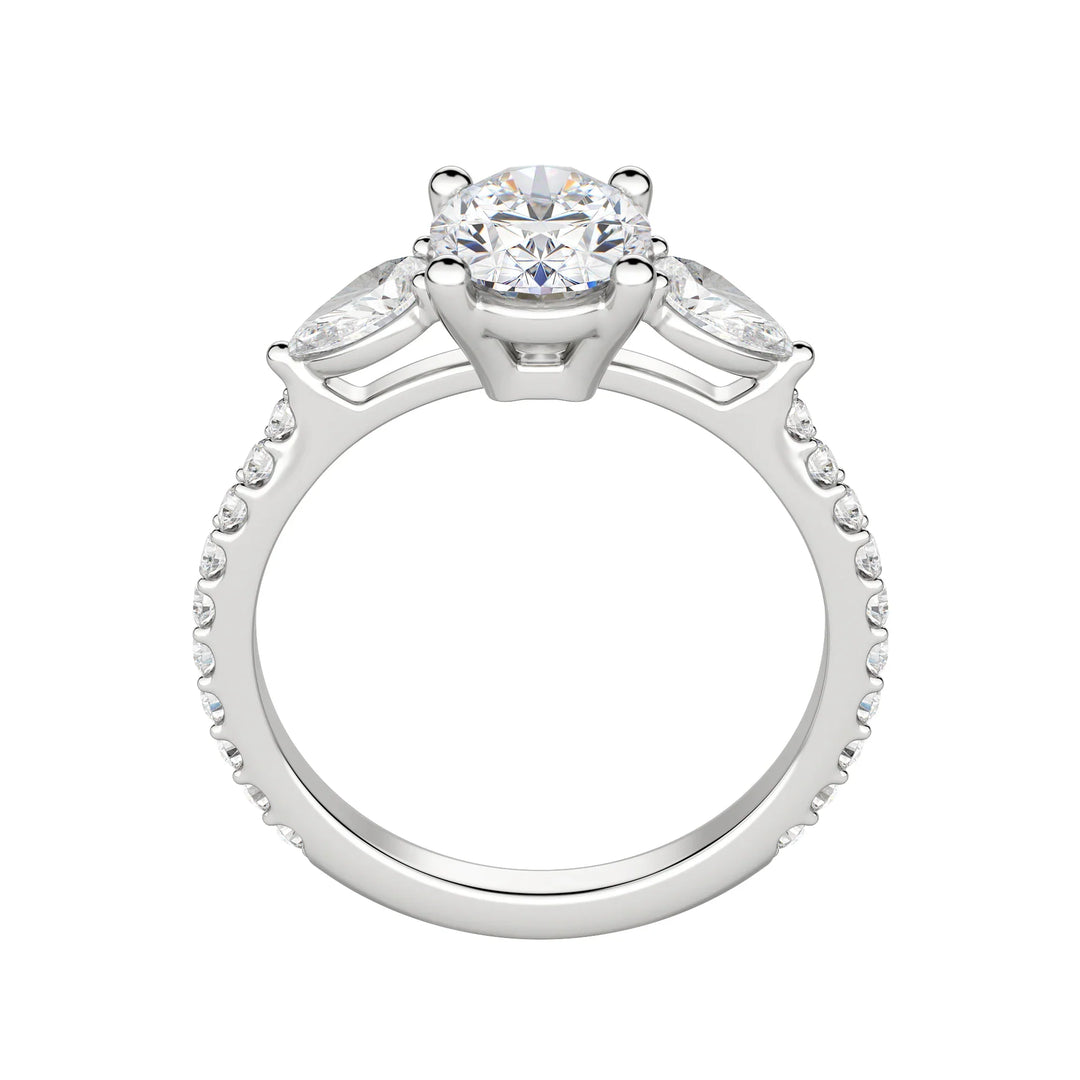 2.10CT Oval Diamond 3 Stone Moissanite Engagement Ring
