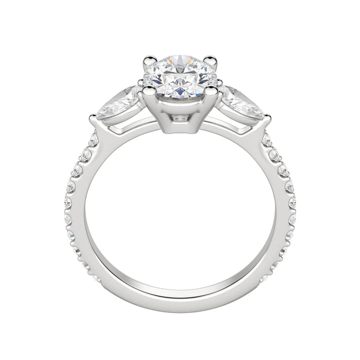 2.10CT Oval Diamond 3 Stone Moissanite Engagement Ring