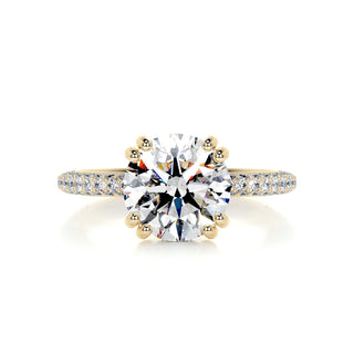 3.12ct Round Cut 3 Side Pave Moissanite Diamond Engagement Ring