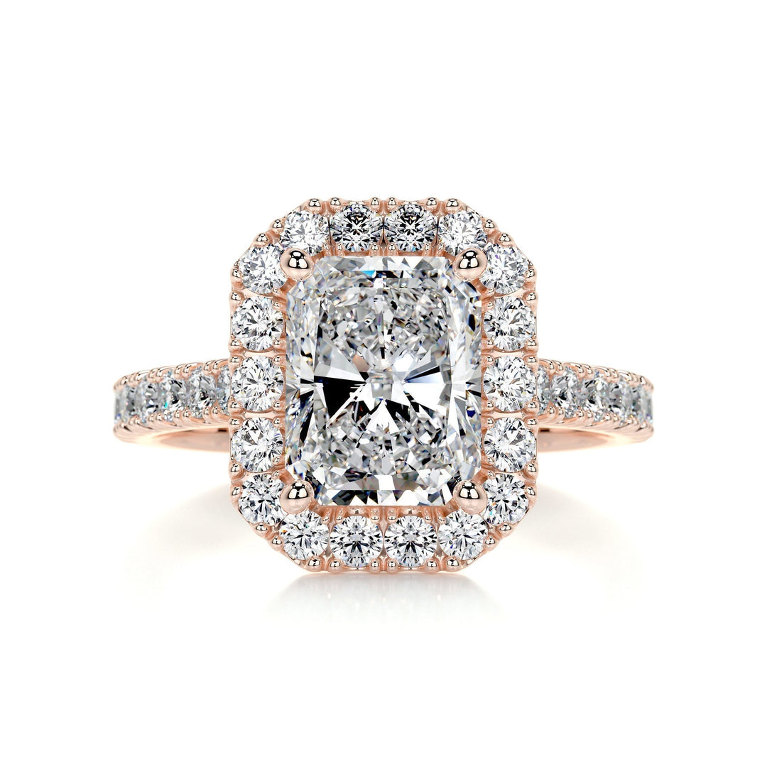 3.5ct Radiant Cut Halo Moissanite Diamond Engagement Ring