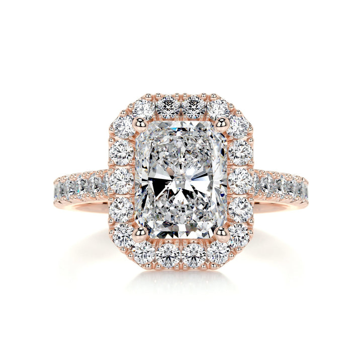3.5ct Radiant Cut Halo Moissanite Diamond Engagement Ring
