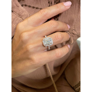 3.5ct Radiant Cut Halo Moissanite Diamond Engagement Ring