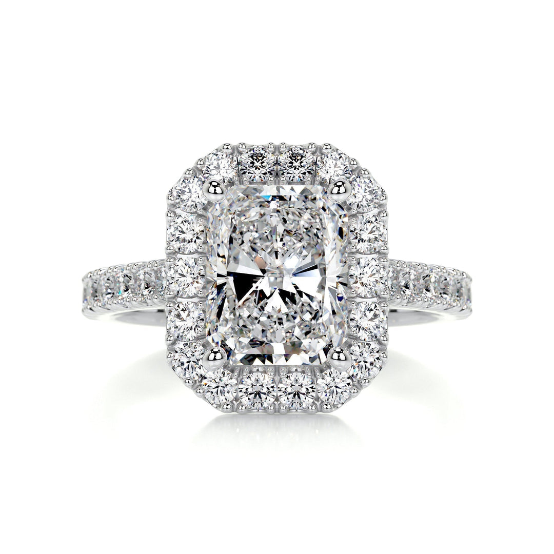 3.5ct Radiant Cut Halo Moissanite Diamond Engagement Ring