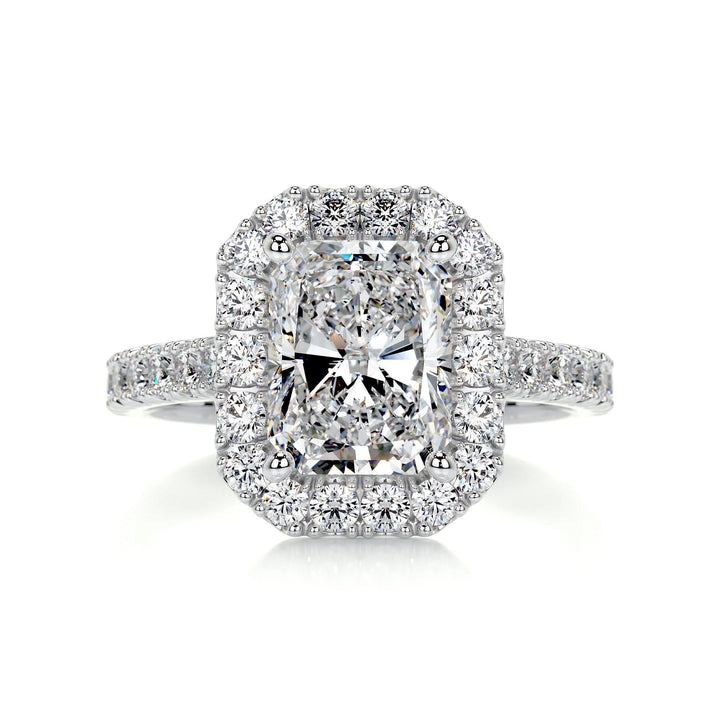 3.5ct Radiant Cut Halo Moissanite Diamond Engagement Ring