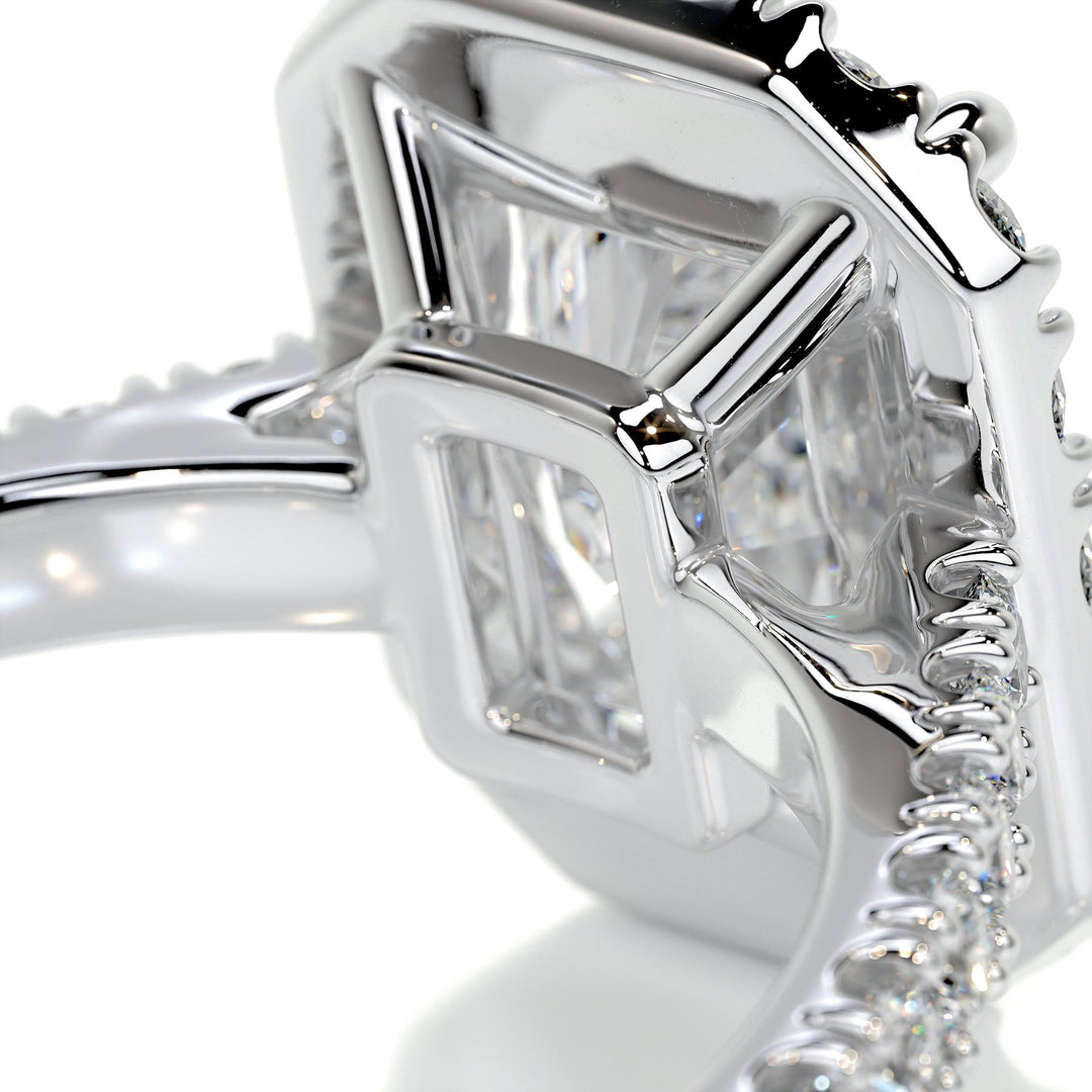 3.5ct Radiant Cut Halo Moissanite Diamond Engagement Ring