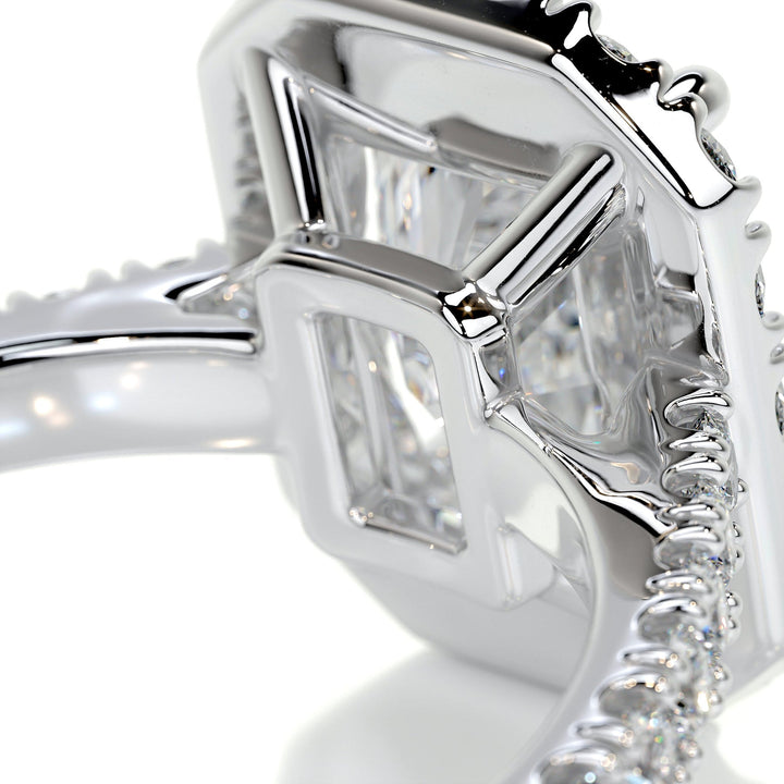 3.5ct Radiant Cut Halo Moissanite Diamond Engagement Ring