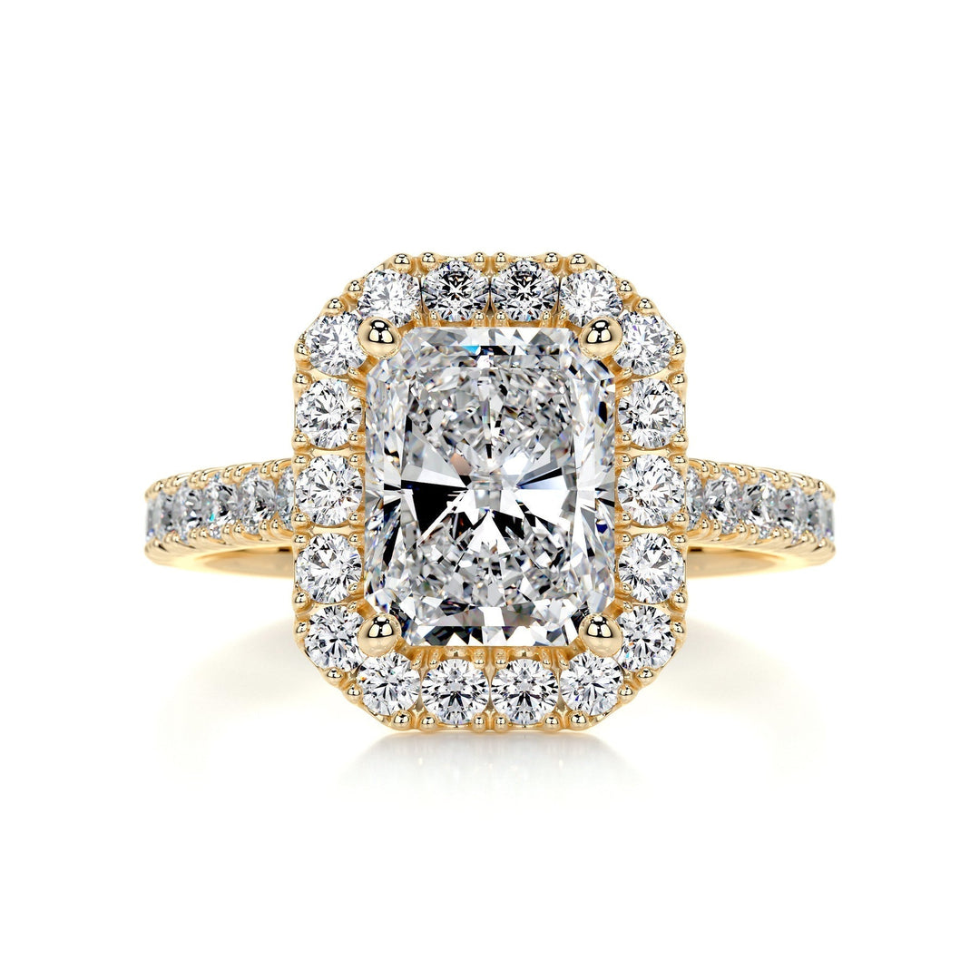 3.5ct Radiant Cut Halo Moissanite Diamond Engagement Ring