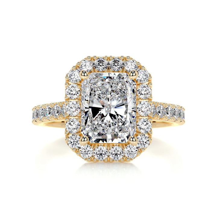 3.5ct Radiant Cut Halo Moissanite Diamond Engagement Ring
