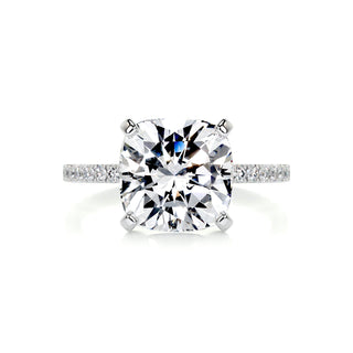 4.2ct Cushion Cut Pave Moissanite Diamond Engagement Ring