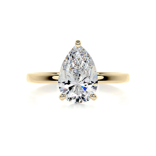 1.5ct Pear Cut Solitaire Moissanite Diamond Engagement Ring