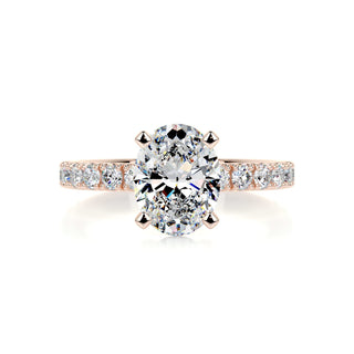 2.15ct Oval Cut Pave Moissanite Diamond Engagement Ring