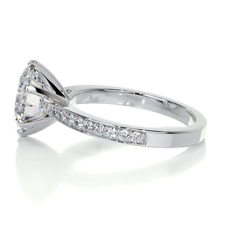 3.12ct Round Cut Pave Channel Moissanite Diamond Engagement Ring