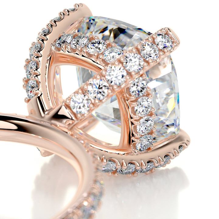 3.12ct Cushion Cut Hidden Halo Moissanite Diamond Engagement Ring