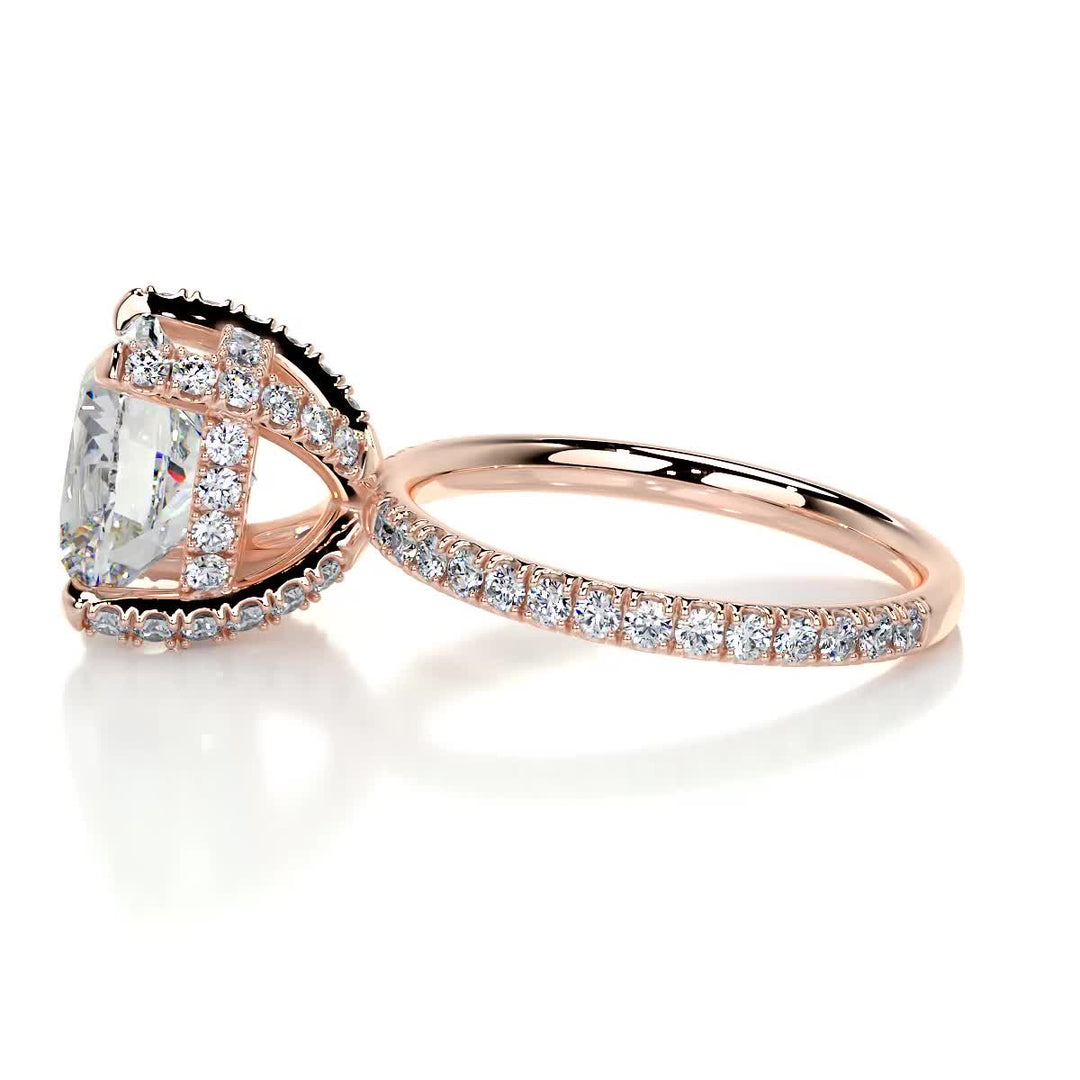 3.12ct Cushion Cut Hidden Halo Moissanite Diamond Engagement Ring