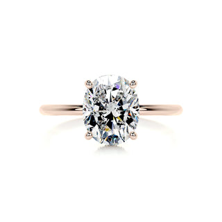 3.0ct Oval Cut Hidden Halo Solitaire Moissanite Diamond Engagement Ring