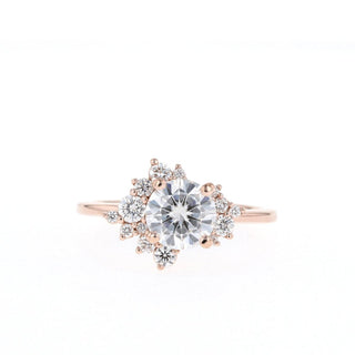 1.05ct Round Diamond Moissanite Cluster Engagement Ring