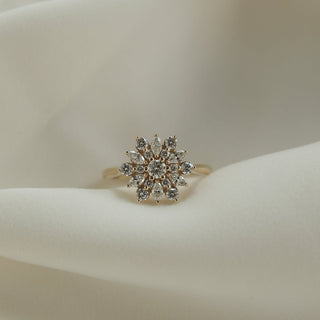 0.1CT Round Moissanite Diamond Cluster Engagement Ring