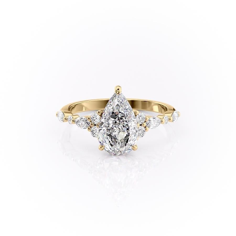 2.0CT Pear Cut Cluster Moissanite Engagement Ring
