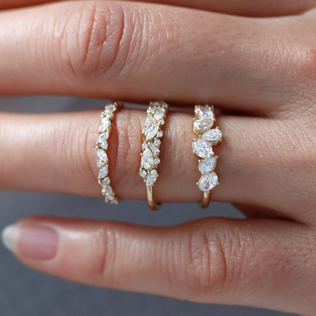2.0mm Pear & Oval Cut Half Eternity Wedding Band