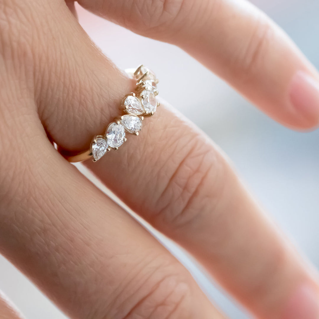 2.0mm Pear & Oval Cut Half Eternity Wedding Band
