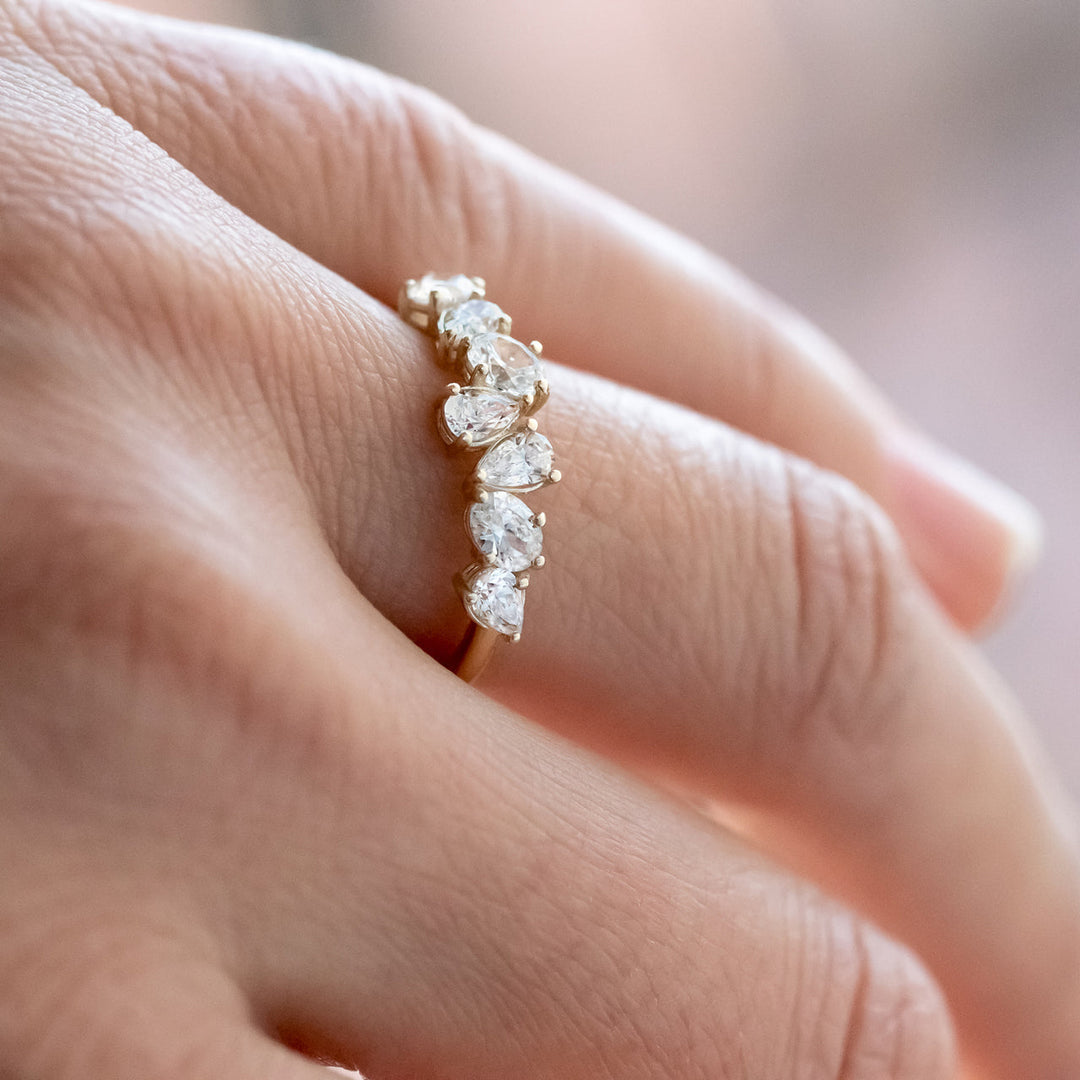 2.0mm Pear & Oval Cut Half Eternity Wedding Band