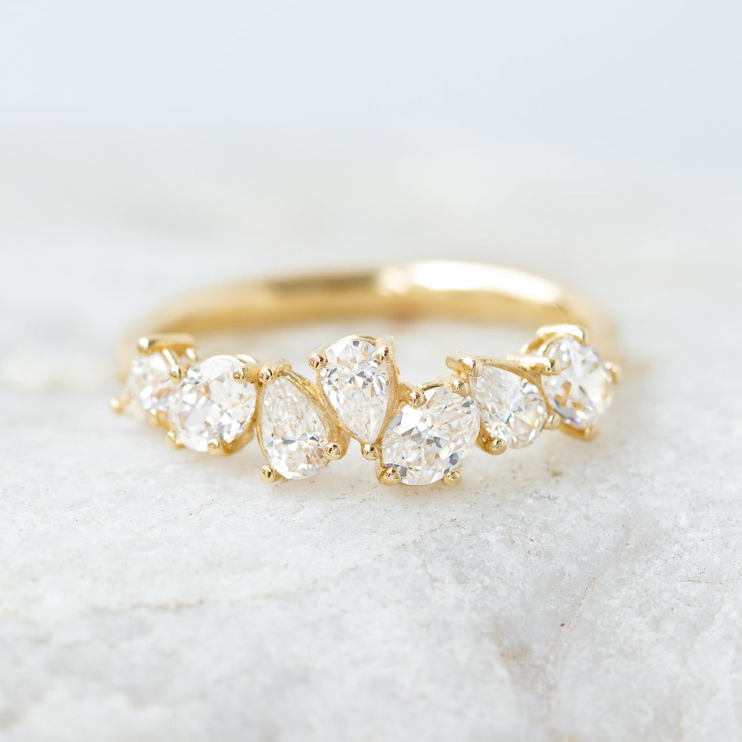 2.0mm Pear & Oval Cut Half Eternity Wedding Band
