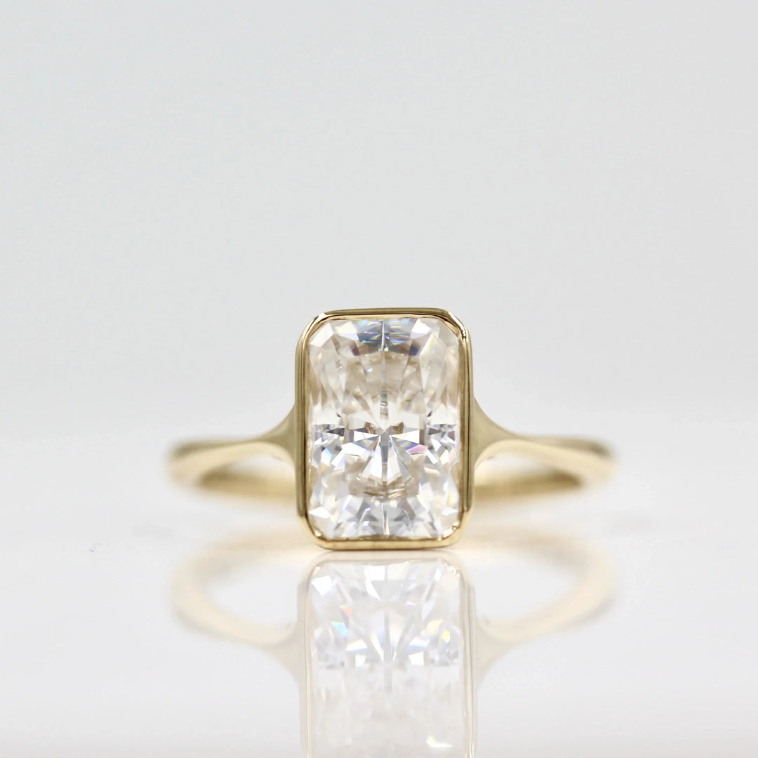 2.43CT Radiant Bezel Solitaire Moissanite Diamond Engagement Ring