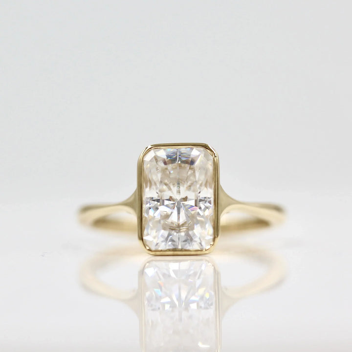 2.43CT Radiant Bezel Solitaire Moissanite Diamond Engagement Ring