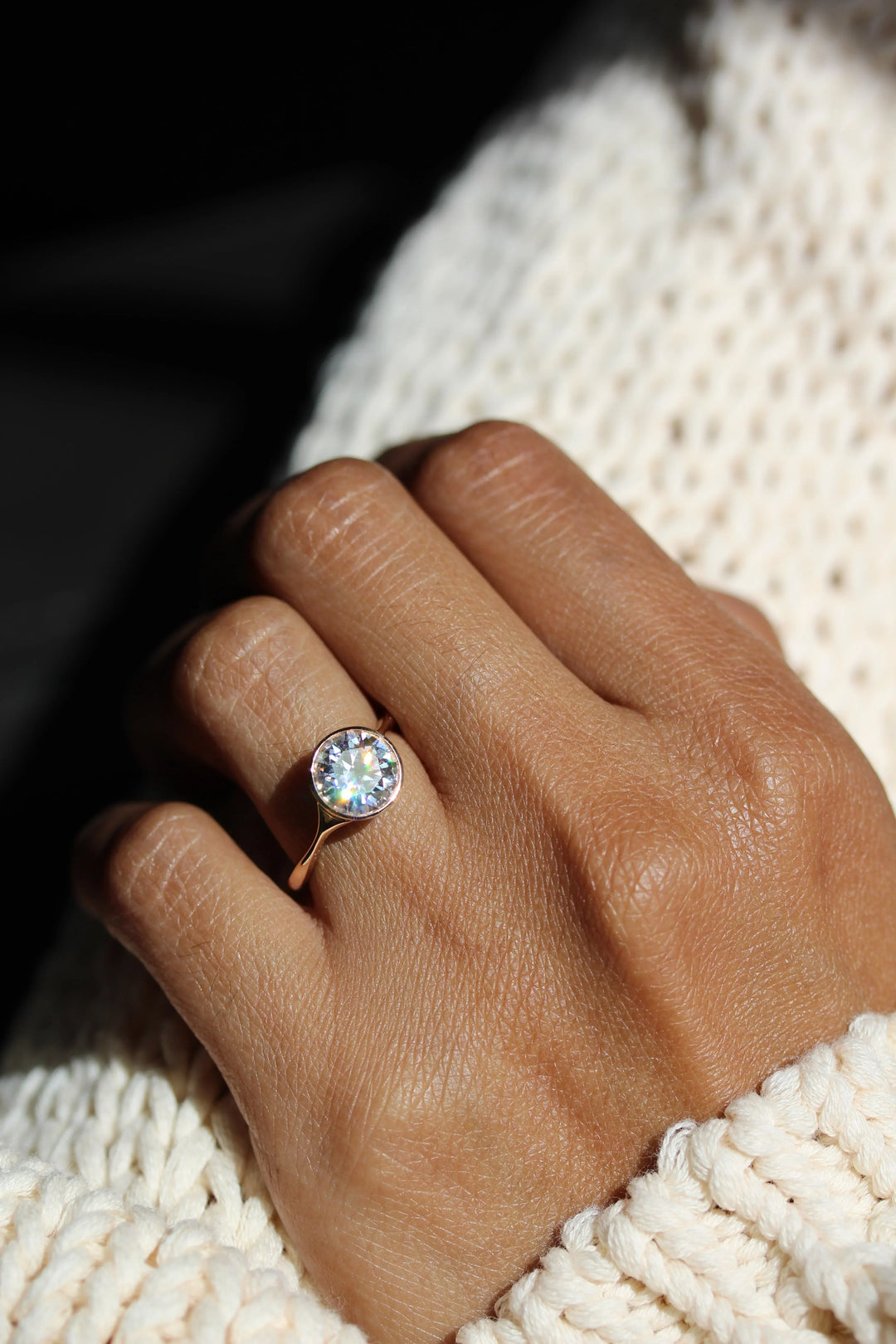 1.80CT Round Cut Bezel Solitaire Moissanite Engagement Ring