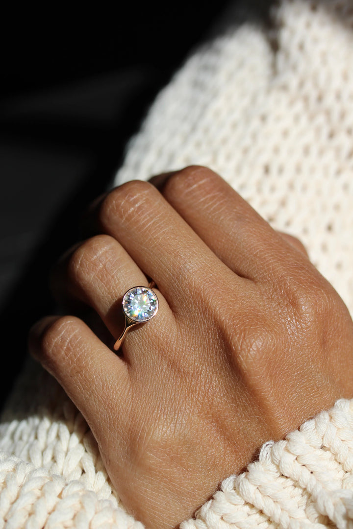 1.80CT Round Cut Bezel Solitaire Moissanite Engagement Ring