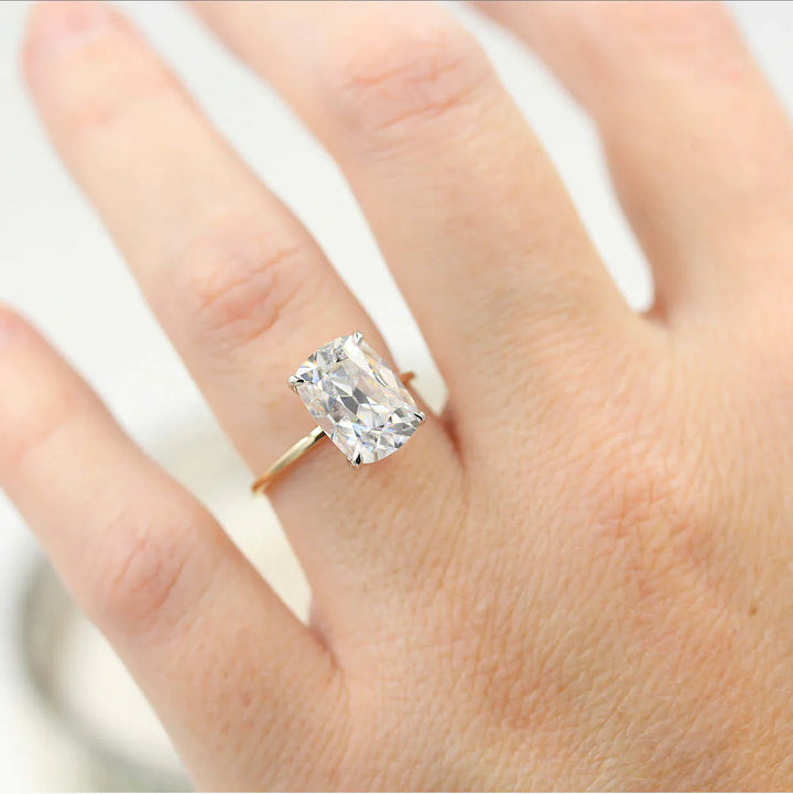 3.63CT Elongated Cushion Solitaire Moissanite Engagement Ring
