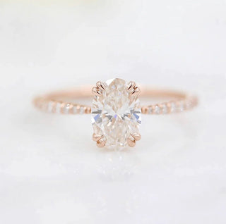 1.91 CT Oval Solitaire With Pave Setting Moissanite Engagement Ring